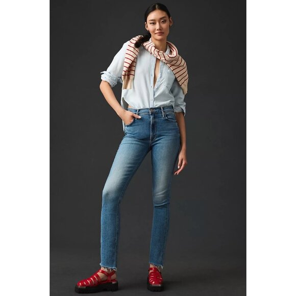 Mother Mid Rise Dazzler Ankle Fray In Riding The Cliffside Size 25